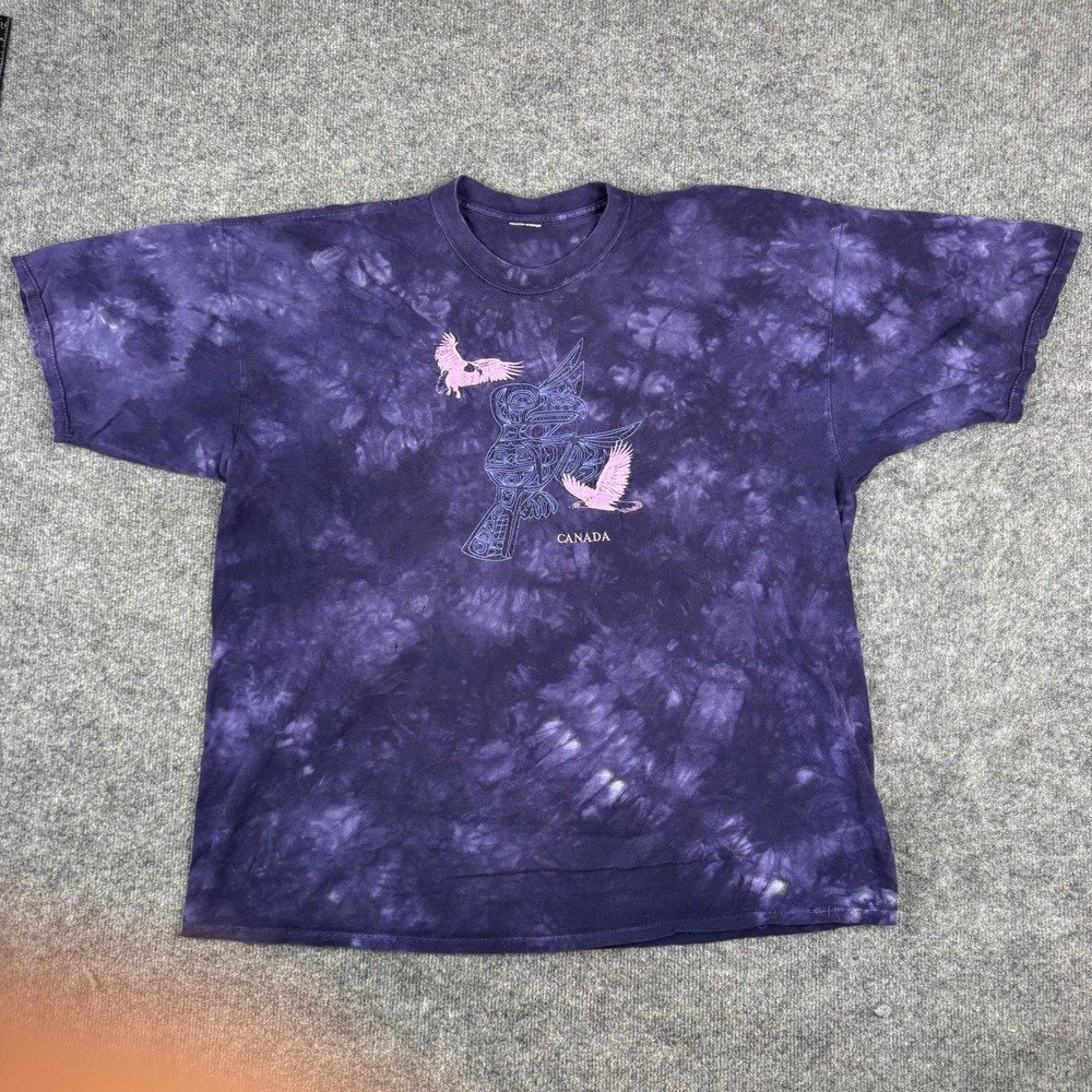 Liquid Blue T-Shirt Mens Size XL Purple Tie Dye Canada Totem Eagle Graphic Tee